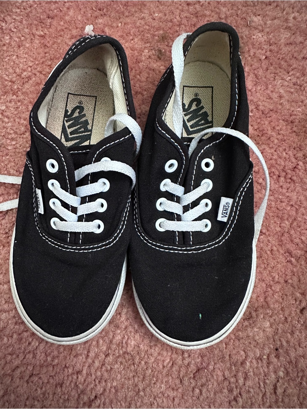 Vans Kids Black Canvas Low-Top Sneakers with White Laces